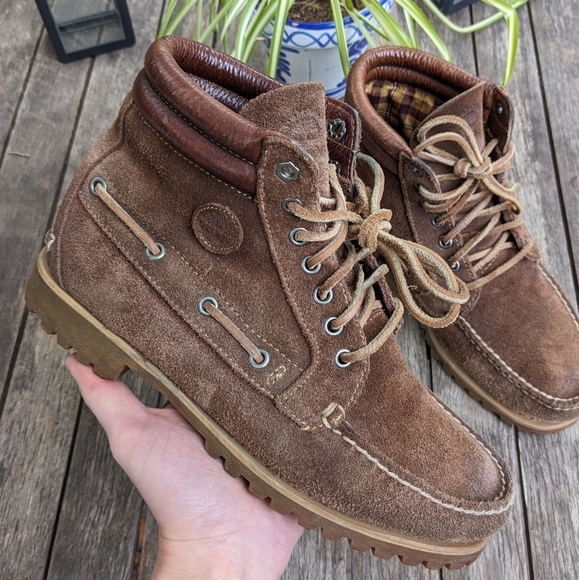 Vintage Timberland Moccasin Suede Boots mens 8.5 - Picture 2 of 14